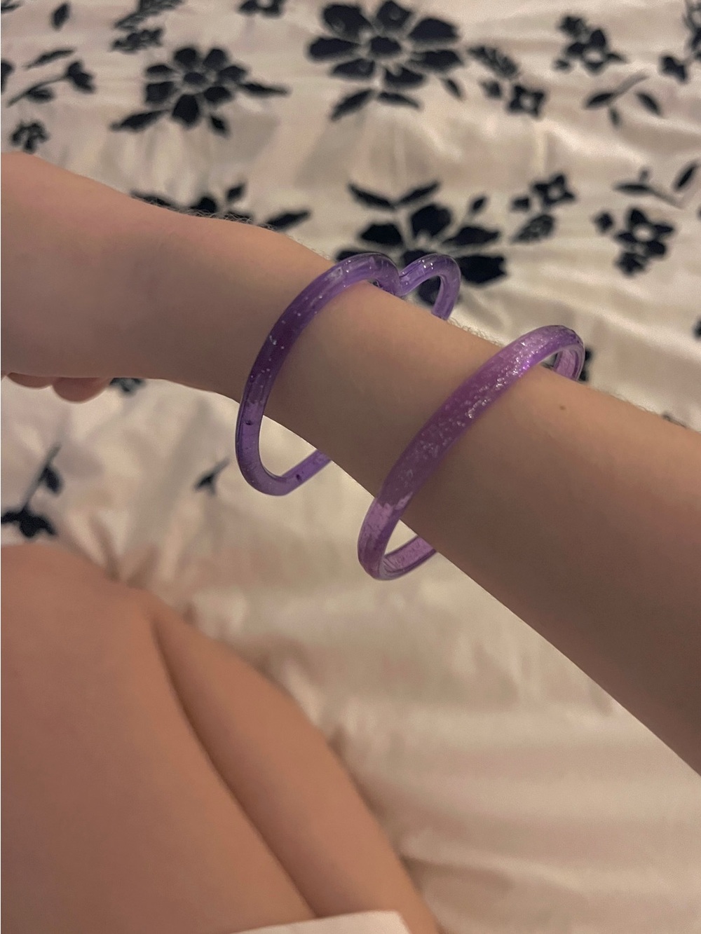 Vintage Purple Heart-Shaped Bangle Set